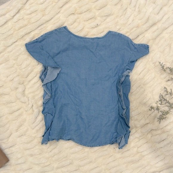 Gap denim ruffle detail short sleeve top - Picture 5 of 6